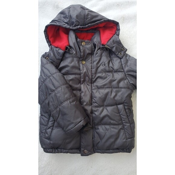 Calvin Klein Jeans Boy's Puffer Jacket Removable Hood Dark Grey Size (2_3) Years - Picture 2 of 9